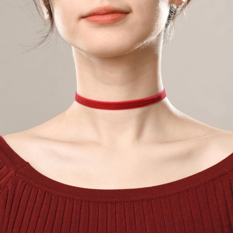 RareLove Red Choker Necklace Tiny Red Velvet Choker Necklace for Women Witch Vampire Costume Accessories Gothic Jewelry - Image 4